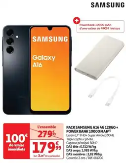 PACK SAMSUNG A16 4G 128GO+ POWER BANK 10000 MAH