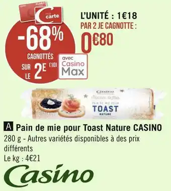 Casino pain de mie pour toast nature