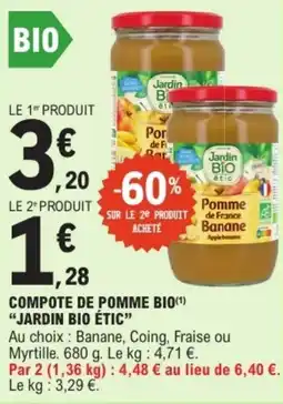 E.Leclerc Drive Compote de pomme bio jardin bio étic offre
