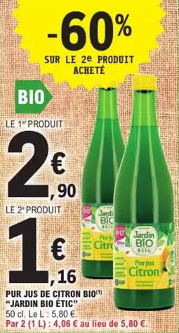 E.Leclerc Drive Pur jus de citron bio jardin bio étic offre