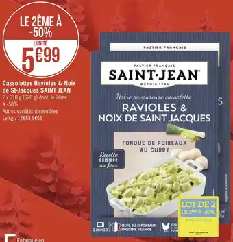 Géant Casino Saint jean cassolettes ravioles & noix de st-jacques offre