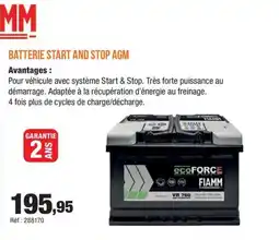 Autobacs FIAMM Batterie start and stop agm offre