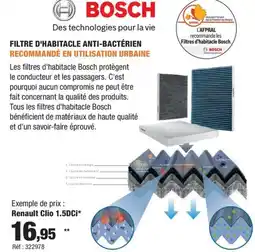 Autobacs BOSCH Filtre d'habitacle anti-bactérien recommandé en utilisation urbaine offre