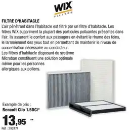 Autobacs WIX Filtre d'habitacle offre