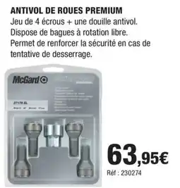 Autobacs MCGARD Antivol de roues premium offre