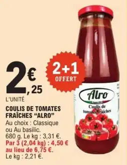 Coulis de tomates fraîches alro