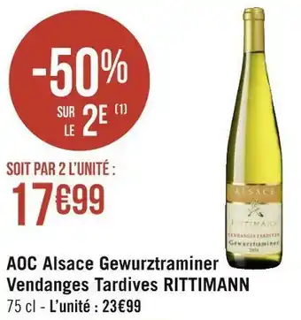 Rittimann aoc alsace gewurztraminer vendanges tardives