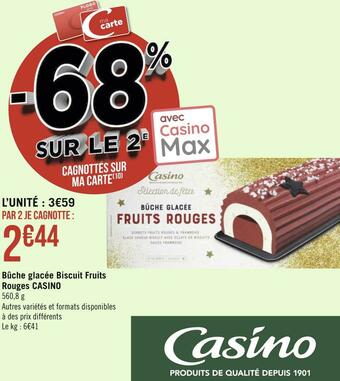 Géant Casino Casino bûche glacée biscuit fruits rouges offre