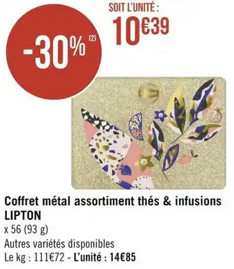 Géant Casino Lipton coffret métal assortiment thés & infusions offre