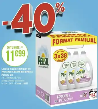 Géant Casino Persil lessive liquide bouquet de provence extraits de lavande bio* offre