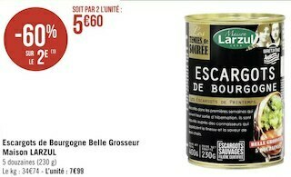 Géant Casino Maison larzul escargots de bourgogne belle grosseur offre