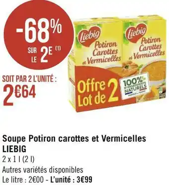 Liebig soupe potiron carottes et vermicelles