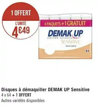 Géant Casino Demak up disques à démaquiller sensitive offre