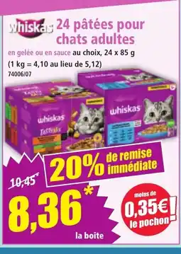 Norma WHISKAS 24 pâtées pour chats adultes offre