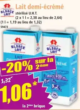 Norma ALSACE LAIT Lait demi-écrémé offre