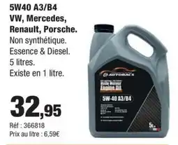 Autobacs 5W40 A3/B4 VW, Mercedes, Renault, Porsche offre