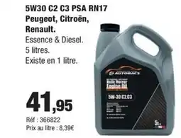 Autobacs 5W30 C2 C3 PSA RN17 Peugeot, Citroën,Renault offre