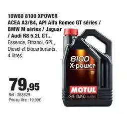 Autobacs 10W60 8100 XPOWER ACEA A3/B4, API Alfa Romeo GT séries offre