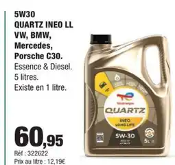 Autobacs 5W30 QUARTZ INEO LL VW BMW Mercedes Porsche C30 offre