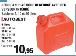 Autobacs Jerrican plastique renforcé avec bec verseur intégré offre