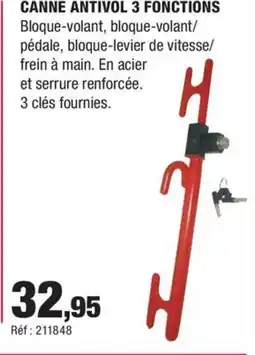 Autobacs Canne antivol 3 fonctions offre