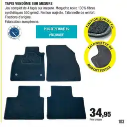 Autobacs Tapis moquette sur mesure offre