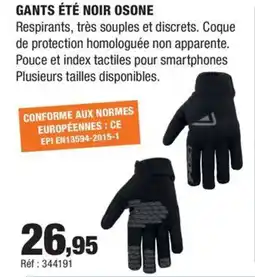 Autobacs Gants été noir osone offre