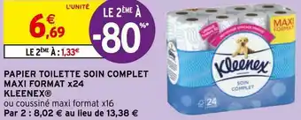 Intermarché Kleenex papier toilette soin complet maxi format x24 offre