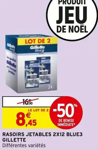 Intermarché Gillette rasoirs jetables 2x12 blue3 offre