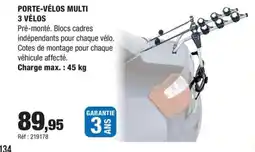 Autobacs Porte-vélos multi 3 vélos offre