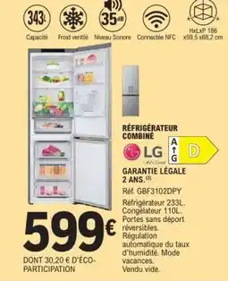E.Leclerc Réfrigérateur Combiné LG offre