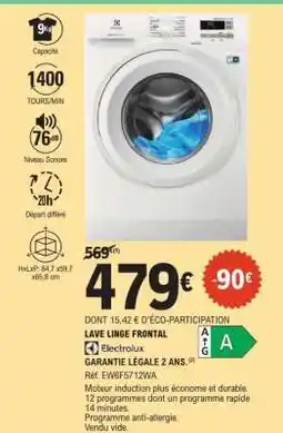 E.Leclerc LAVE LINGE FRONTAL Electrolux offre