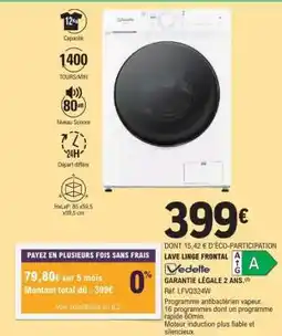 E.Leclerc VEDETTE LAVE LINGE FRONTAL offre