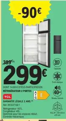 E.Leclerc Réfrigérateur 2 portes offre
