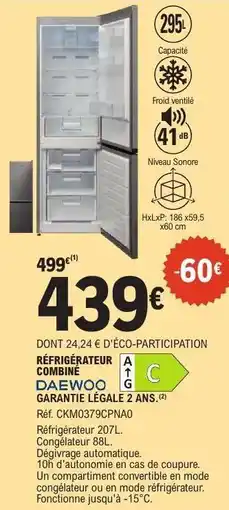 E.Leclerc Réfrigérateur Combiné DAEWOO offre