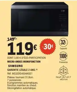 E.Leclerc Micro-ondes Monofonction Samsung offre