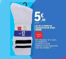 E.Leclerc Lot de 12 paires de chaussettes de sport homme offre