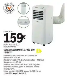 E.Leclerc CLIMATISEUR MOBILE 7000 BTU ELSAY offre