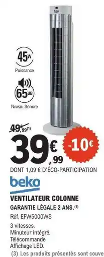 E.Leclerc Ventilateur colonne offre