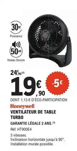 E.Leclerc Honeywell VENTILATEUR DE TABLE TURBO offre