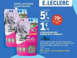 E.Leclerc Litière Cristaux Fins Charbon Actif Tranquille offre