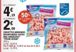 E.Leclerc CREVETTES NORDIQUES DÉCORTIQUÉES CUITES MSC SURGELÉES “PÊCHE OCÉAN” offre
