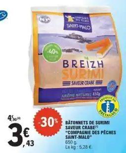 E.Leclerc BÂTONNETS DE SURIMI SAVEUR CRABE offre