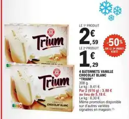 E.Leclerc 4 BATONNETS VANILLE CHOCOLAT BLANC “TRIUM” offre