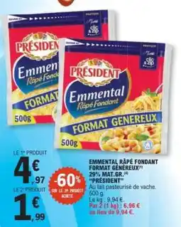 E.Leclerc Emmental Râpé Fondant Format Généreux offre