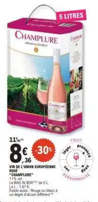 E.Leclerc VIN DE L'UNION EUROPÉENNE ROSÉ CHAMPLURE offre