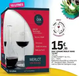 E.Leclerc VSIG* ESPAGNE MERLOT ROUGE 'LE DIX' offre