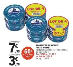 E.Leclerc Thon entier au naturel 'Petit Navire' offre