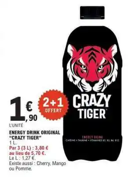 E.Leclerc ENERGY DRINK ORIGINAL CRAZY TIGER offre