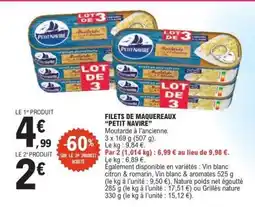 E.Leclerc Filets de Maquereaux 'Petit Navire' offre